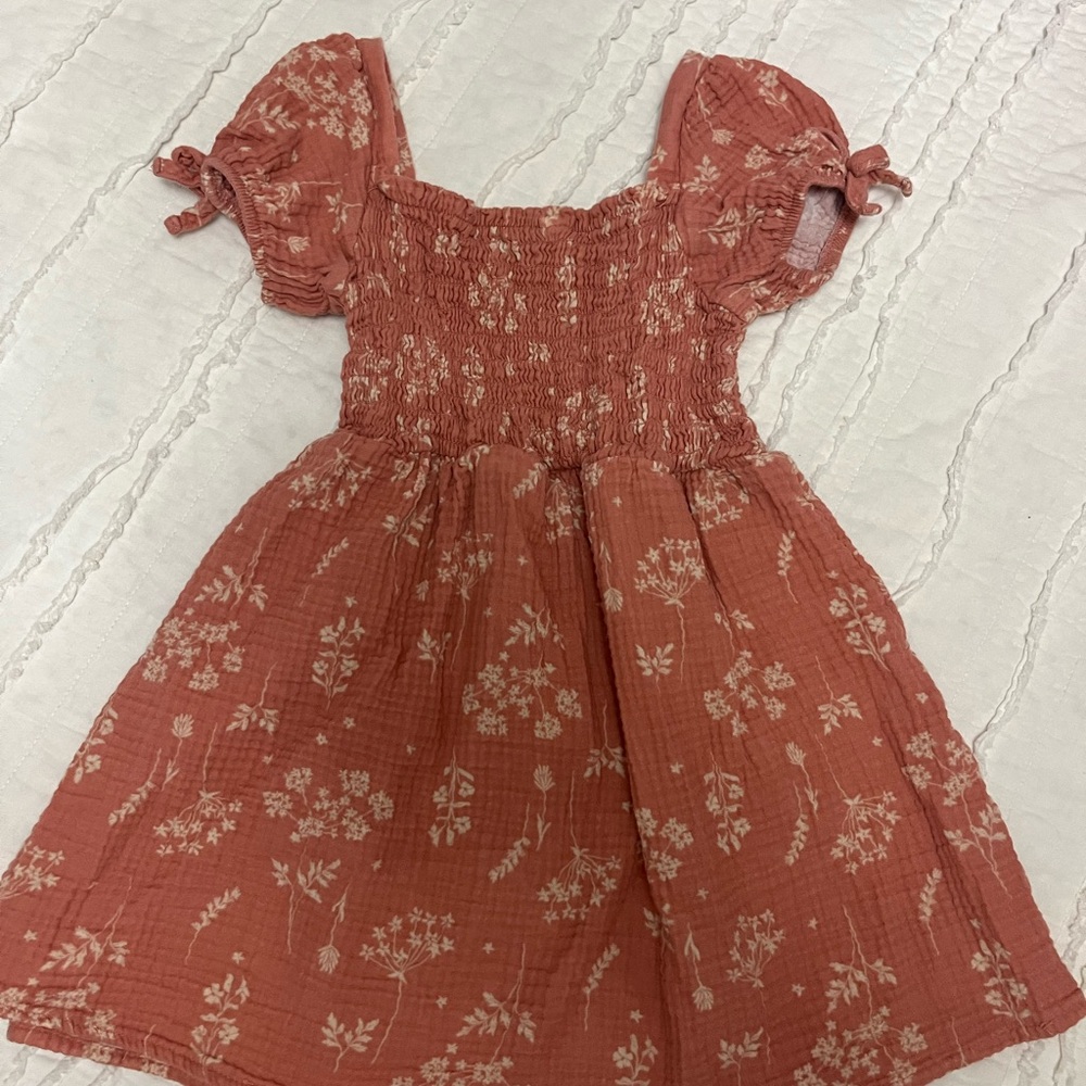 Charming Floral Kids Dress in Coral
